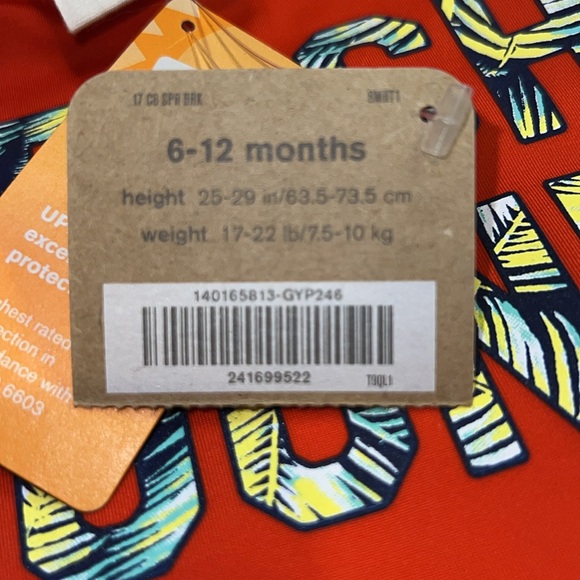 NWT 2 piece set/ Crazy 8 boys swimwear 6 - 12 months orange/blue/green - Picture 5 of 6